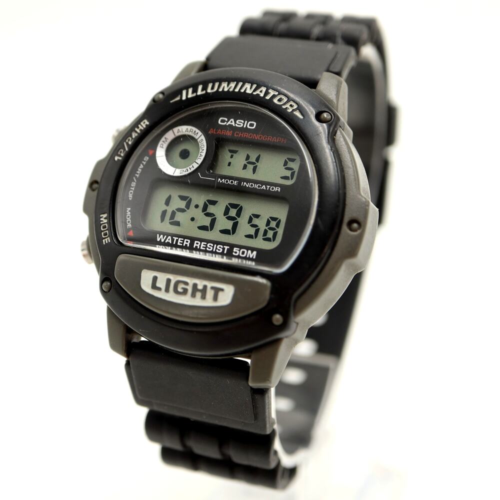 Casio Illuminator W-87H Alarm Chrono 44mm Digital Watch Black Gray w New Battery